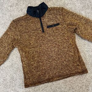 Eddie Bauer 1/4 Zip Pullover Sweater Men‎ Size Medium Brown Pocket (335)